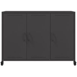 Berkfield Home Sideboard Black 100.5x39x72 cm Steel - thumbnail 6