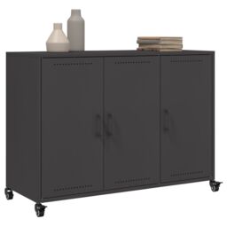 Berkfield Home Sideboard Black 100.5x39x72 cm Steel - thumbnail 4
