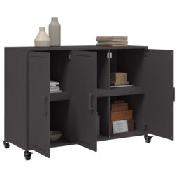 Berkfield Home Sideboard Black 100.5x39x72 cm Steel - thumbnail 5