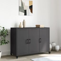 Berkfield Home Sideboard Black 100.5x39x72 cm Steel - thumbnail 3