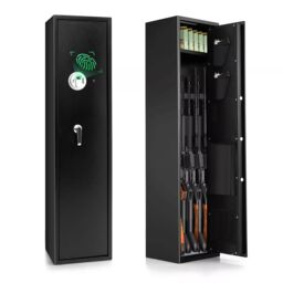 Costway 5 Rifle Gun Safe Long Heavy Duty Gun Cabinet withDigital Keyspad in Black - thumbnail 1