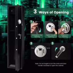 Costway 5 Rifle Gun Safe Long Heavy Duty Gun Cabinet withDigital Keyspad in Black - thumbnail 5