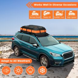 Costway 424L Large Car Roof Top Rack Luggage Carrier Bag Storage Bag Travel Waterproof in Black - thumbnail 7