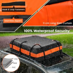Costway 424L Large Car Roof Top Rack Luggage Carrier Bag Storage Bag Travel Waterproof in Black - thumbnail 8