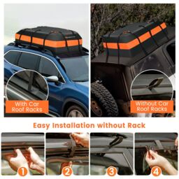 Costway 424L Large Car Roof Top Rack Luggage Carrier Bag Storage Bag Travel Waterproof in Black - thumbnail 4