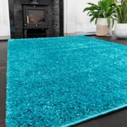 Kukoon Teal Blue Value Shaggy Living Area Rug - Size: 135 cm x 135 cm - thumbnail 1
