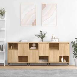 Berkfield Home Sideboards 3 pcs Sonoma Oak Engineered Wood in Brown - thumbnail 2