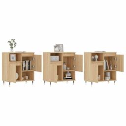 Berkfield Home Sideboards 3 pcs Sonoma Oak Engineered Wood in Brown - thumbnail 3