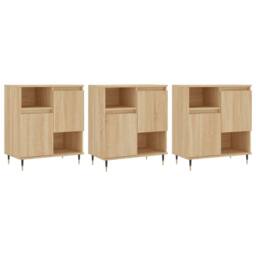 Berkfield Home Sideboards 3 pcs Sonoma Oak Engineered Wood in Brown - thumbnail 1