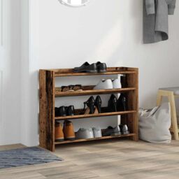 Berkfield Home Shoe Rack Old Wood 80x25x62 cm Engineered Wood in Brown - Size: 80 x 25 x 62 cm - thumbnail 3