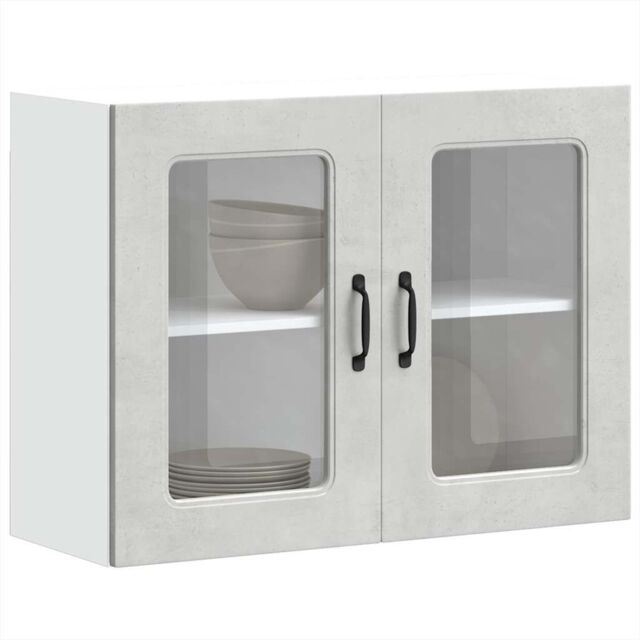 Berkfield Home Kitchen Wall Cabinet with Glass Door Kalmar Concrete Grey Engineered Wood - image 1