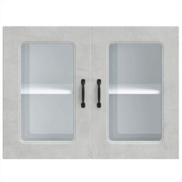 Berkfield Home Kitchen Wall Cabinet with Glass Door Kalmar Concrete Grey Engineered Wood - thumbnail 6