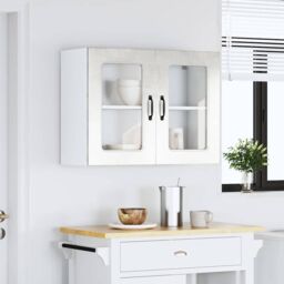Berkfield Home Kitchen Wall Cabinet with Glass Door Kalmar Concrete Grey Engineered Wood - thumbnail 3