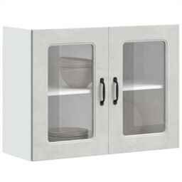 Berkfield Home Kitchen Wall Cabinet with Glass Door Kalmar Concrete Grey Engineered Wood - thumbnail 1