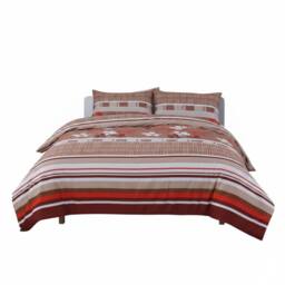 Snug City Floral Stripe Complete Bedding Set Duvet Cover Pillowcase Fitted Sheet - Size: Single - thumbnail 5