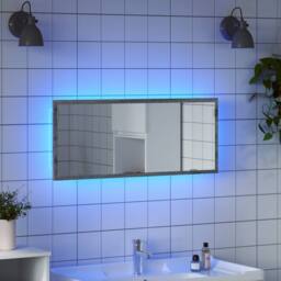 Berkfield Home LED Bathroom Mirror Grey Sonoma 100x8.5x37 cm Engineered Wood