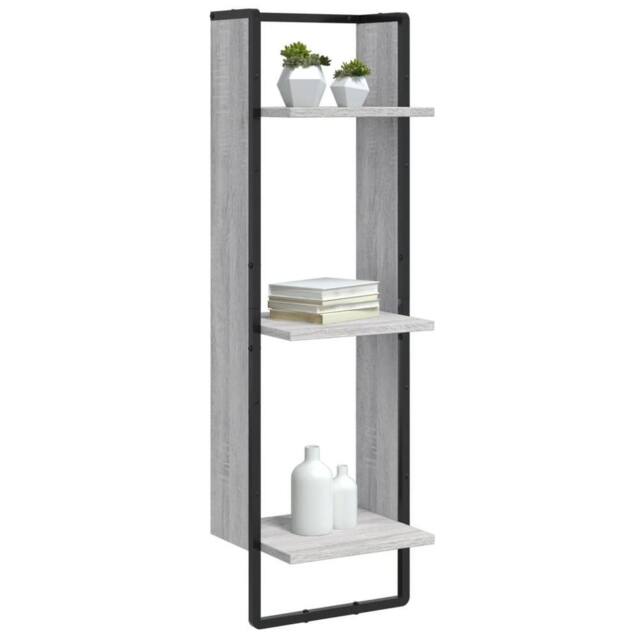 Berkfield Home Beautiful 3-Tier Wall Shelf Grey Sonoma 30x25x100 cm Engineered Wood - Size: 30 x 25 x 100 cm - image 1