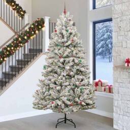 Berkfield Home Artificial Christmas Tree Green & White 300 cm PVC & Metal - thumbnail 1