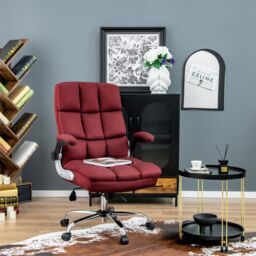 Costway Executive Office Chair Ergonomic Padded High Back Swivel Computer Desk Chairs in Red - thumbnail 5