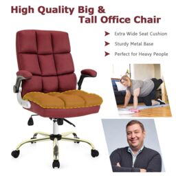 Costway Executive Office Chair Ergonomic Padded High Back Swivel Computer Desk Chairs in Red - thumbnail 6