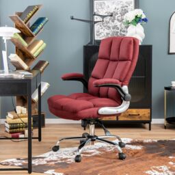 Costway Executive Office Chair Ergonomic Padded High Back Swivel Computer Desk Chairs in Red - thumbnail 4