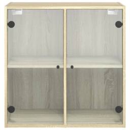 Berkfield Home Wall Cabinet with Glass Doors Sonoma Oak 68x37x68.5 cm in Natural - thumbnail 6