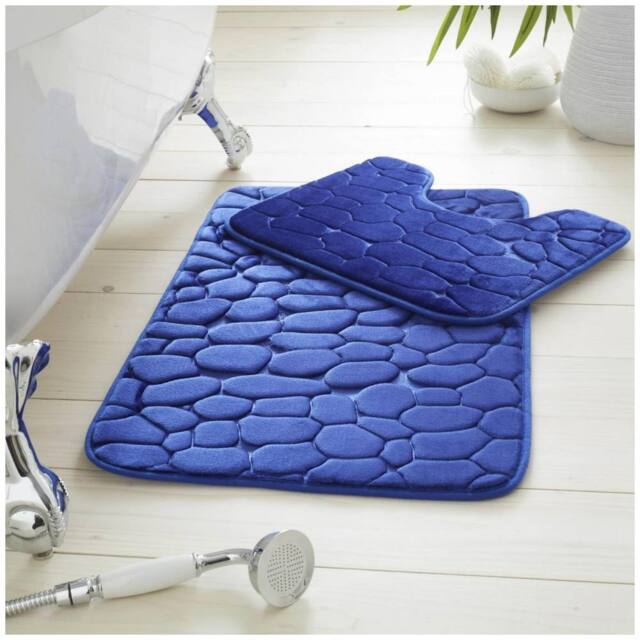 GAVENO CAVAILIA 2PC Pebble Memory Bath Set in Bright Blue - Size: Bath Mat - image 1