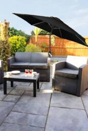 Groundlevel 2m Tilt & Crank Lightweight Parasol in Black - thumbnail 1