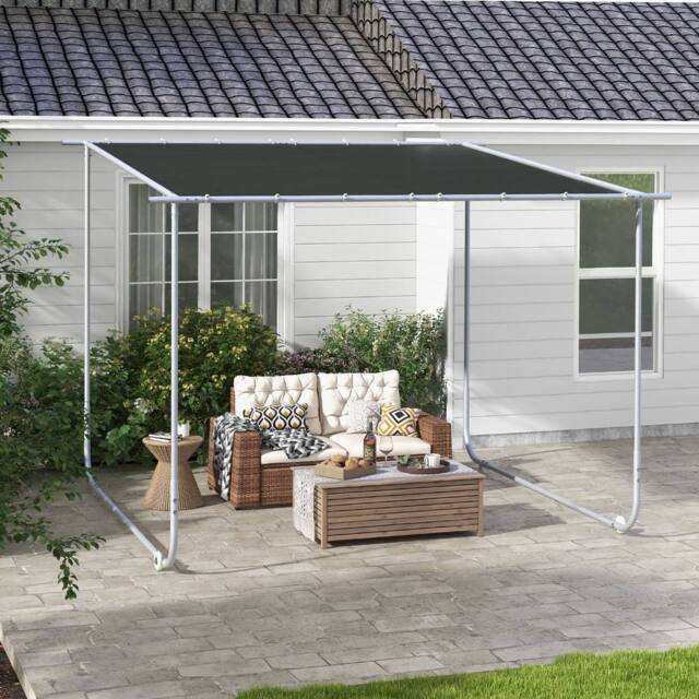 OUTSUNNY 3 x 3(m) Mobile Pergola Kit, Event Shelter with Wheels, UV30+ in Dark Grey - image 1