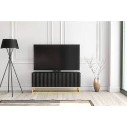 Creative Furniture Ripple TV Unit 100cm - Black with Fluted Doors - thumbnail 3