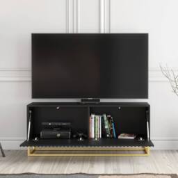Creative Furniture Ripple TV Unit 100cm - Black with Fluted Doors - thumbnail 2