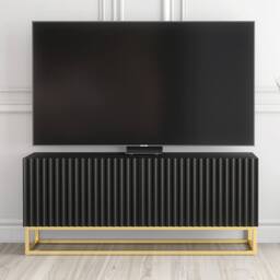 Creative Furniture Ripple TV Unit 100cm - Black with Fluted Doors
