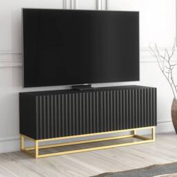 Creative Furniture Ripple TV Unit 100cm - Black with Fluted Doors - thumbnail 6