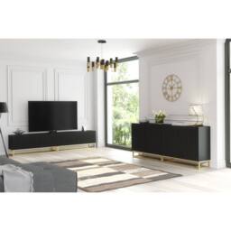 Creative Furniture Ripple TV Unit 100cm - Black with Fluted Doors - thumbnail 8