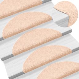 Berkfield Home 15 pcs Self-adhesive Stair Mats Needle Punch 56x17x3 cm Brown - Size: Medium - thumbnail 1