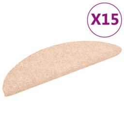 Berkfield Home 15 pcs Self-adhesive Stair Mats Needle Punch 56x17x3 cm Brown - Size: Medium - thumbnail 2