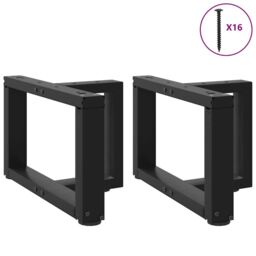 Berkfield Home Coffee Table Legs T-Shaped¬†2 pcs Black 50x25x(30-31) cm Steel - thumbnail 3