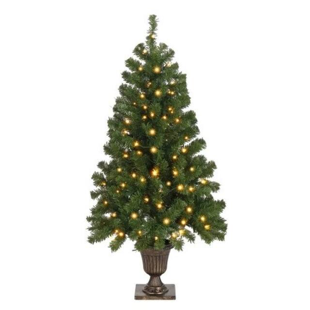 Kelvenix 4FT Pre-lit Artificial Christmas Tree with Trophy Shaped Base in Green - image 1