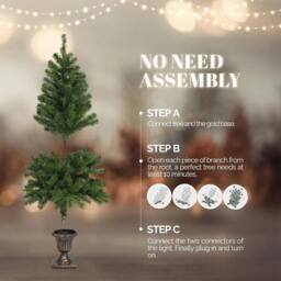 Kelvenix 4FT Pre-lit Artificial Christmas Tree with Trophy Shaped Base in Green - thumbnail 4