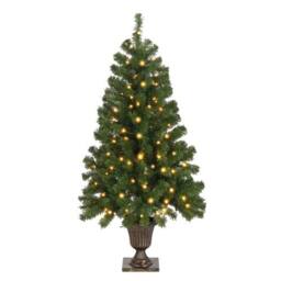 Kelvenix 4FT Pre-lit Artificial Christmas Tree with Trophy Shaped Base in Green - thumbnail 1