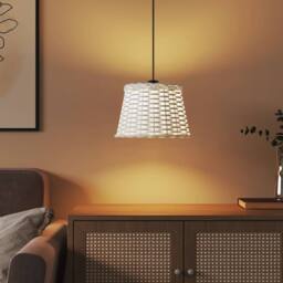Berkfield Home Charming Ceiling Lamp Shade White √ò25x17 cm Wicker - Size: 25x17 cm