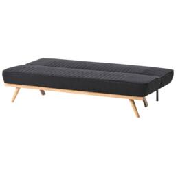 Wyld and Coco Black 2-Seater Fabric Sofa Bed Tufted Backrest Wood-Effect Legs - thumbnail 5