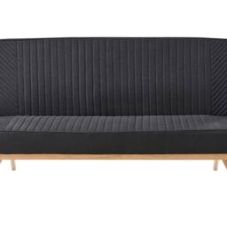 Wyld and Coco Black 2-Seater Fabric Sofa Bed Tufted Backrest Wood-Effect Legs - thumbnail 2