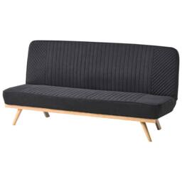 Wyld and Coco Black 2-Seater Fabric Sofa Bed Tufted Backrest Wood-Effect Legs - thumbnail 4