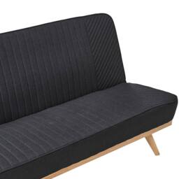 Wyld and Coco Black 2-Seater Fabric Sofa Bed Tufted Backrest Wood-Effect Legs - thumbnail 8