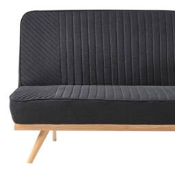 Wyld and Coco Black 2-Seater Fabric Sofa Bed Tufted Backrest Wood-Effect Legs - thumbnail 7