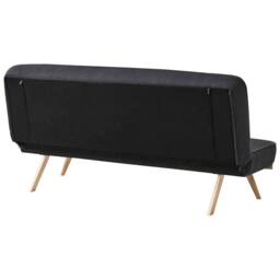 Wyld and Coco Black 2-Seater Fabric Sofa Bed Tufted Backrest Wood-Effect Legs - thumbnail 6