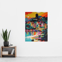 "Artery8 Wall Art Print Guanabara Bay Rio De Janeiro Brazilian Beach Seascape Vibrant Bold Bright Colourful Painting Poster - Size: W24"" x H32""" - thumbnail 4