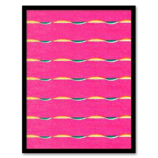 Artery8 Furuya Korin Framed Wall Art Print Textile Pattern Vibrant Pink - Size: A4 - image 1