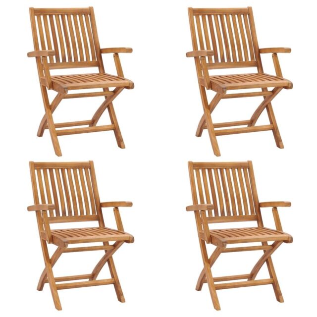 Berkfield Home Folding Garden Chairs 4 pcs Solid Teak Wood in Brown - image 1